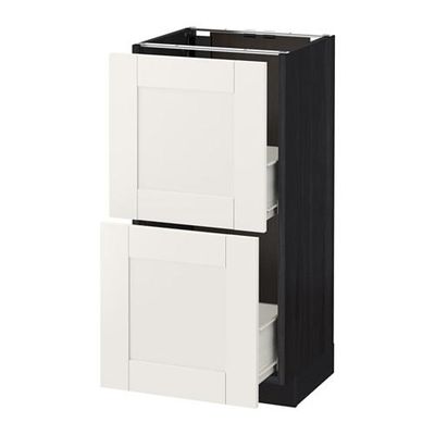МЕТОД / ФОРВАРА Напольный шкаф с 2 ящиками - 40x37 см, Сэведаль белый, под дерево черный МЕТОД / ФОРВАРА Напольный шкаф с 2 ящиками - 40x37 см, Сэведаль белый, под дерево черный