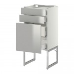 МЕТОД / МАКСИМЕРА Напольн шкаф 3фронт пнл/2низ/2ср ящ - белый, Гревста нержавеющ сталь, 40x37x60 см МЕТОД / МАКСИМЕРА Напольн шкаф 3фронт пнл/2низ/2ср ящ - белый, Гревста нержавеющ сталь, 40x37x60 см