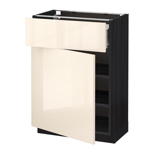 МЕТОД / ФОРВАРА Напольный шкаф с ящиком/дверью - 60x37 см, Рингульт глянцевый кремовый, под дерево черный МЕТОД / ФОРВАРА Напольный шкаф с ящиком/дверью - 60x37 см, Рингульт глянцевый кремовый, под дерево черный