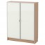 БИЛЛИ / МОРЛИДЕН Шкаф книжный со стеклянными дверьми - дубовый шпон, беленый/стекло