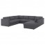 ВИМЛЕ 6-местный п-образный диван - с открытым торцом/Гуннаред классический серый