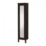 HEMNES высокий шкаф с зеркальной дверцей морилка черно-коричнев