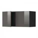 МЕТОД Навесной шкаф с 2 дверями - Рингульт глянцевый серый, под дерево черный