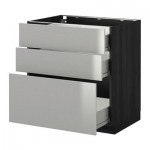 МЕТОД / ФОРВАРА Напольный шкаф с 3 ящиками - 80x60 см, Гревста нержавеющ сталь, под дерево черный МЕТОД / ФОРВАРА Напольный шкаф с 3 ящиками - 80x60 см, Гревста нержавеющ сталь, под дерево черный