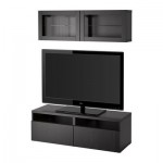 БЕСТО Шкаф для ТВ, комбин/стеклян дверцы - Лаппвикен/Синдвик черно-коричневый прозрачное стекло, направляющие ящика,нажимные БЕСТО Шкаф для ТВ, комбин/стеклян дверцы - Лаппвикен/Синдвик черно-коричневый прозрачное стекло, направляющие ящика,нажимные