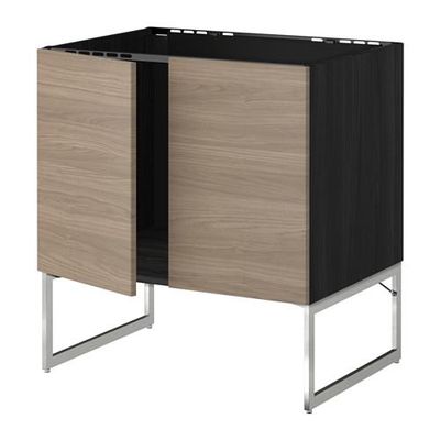 МЕТОД Напольн шкаф д раковины+2 двери - Брокхульт под грецкий орех светло-серый, МЕТОД Напольн шкаф д раковины+2 двери - Брокхульт под грецкий орех светло-серый,