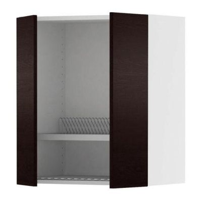 ФАКТУМ Навесной шкаф с посуд суш/2 дврц - Нексус коричнево-чёрный, 80x70 см