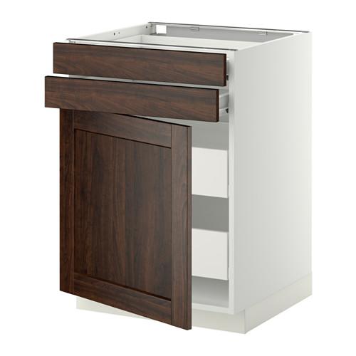 МЕТОД / ФОРВАРА Нплн шк двр/2фрнт/2нзк/2срд ящ - белый, Эдсерум под дерево коричневый, 60x60 см МЕТОД / ФОРВАРА Нплн шк двр/2фрнт/2нзк/2срд ящ - белый, Эдсерум под дерево коричневый, 60x60 см