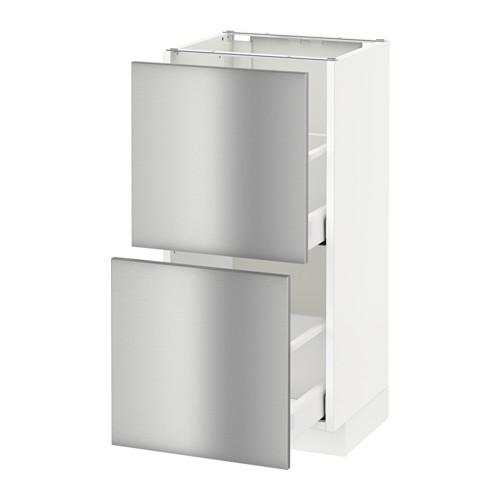 МЕТОД / МАКСИМЕРА Напольный шкаф с 2 ящиками - белый, Гревста нержавеющ сталь, 40x37 см МЕТОД / МАКСИМЕРА Напольный шкаф с 2 ящиками - белый, Гревста нержавеющ сталь, 40x37 см