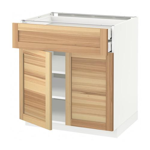 МЕТОД / МАКСИМЕРА Напольный шкаф/2дверцы/2ящика - белый, Торхэмн естественный ясень