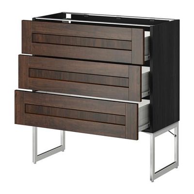 МЕТОД / ФОРВАРА Нплн шк 3 фрнт/3 средн ящика - 80x37x60 см, Эдсерум под дерево коричневый, под дерево черный МЕТОД / ФОРВАРА Нплн шк 3 фрнт/3 средн ящика - 80x37x60 см, Эдсерум под дерево коричневый, под дерево черный