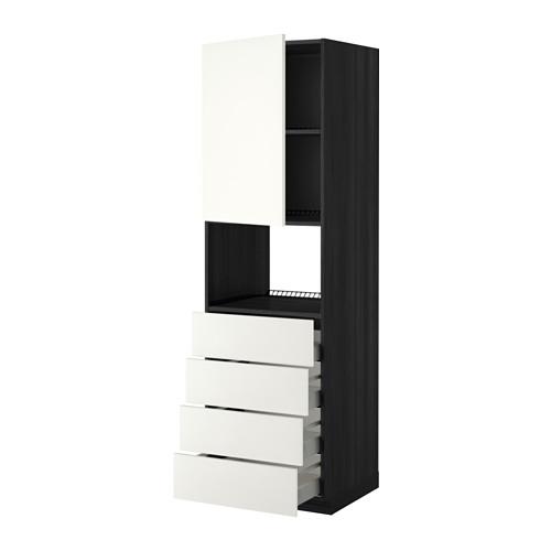 МЕТОД / МАКСИМЕРА Высок шкаф д/духовки/дверца/4ящика - под дерево черный, Хэггеби белый, 60x60x200 см МЕТОД / МАКСИМЕРА Высок шкаф д/духовки/дверца/4ящика - под дерево черный, Хэггеби белый, 60x60x200 см