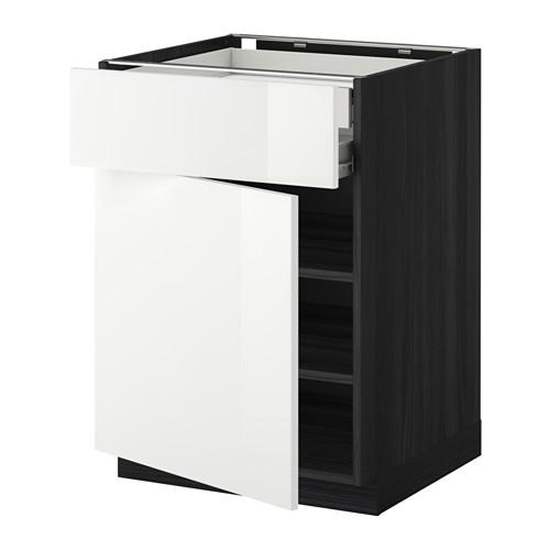 МЕТОД / ФОРВАРА Напольн шкаф двр/фр пнл/плк/2низ ящ - под дерево черный, Рингульт глянцевый белый, 60x60 см МЕТОД / ФОРВАРА Напольн шкаф двр/фр пнл/плк/2низ ящ - под дерево черный, Рингульт глянцевый белый, 60x60 см