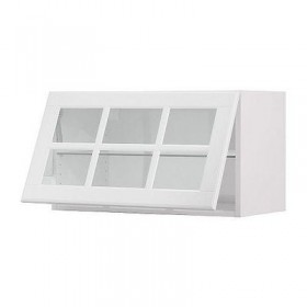 ФАКТУМ Гориз навесн шкаф со стекл дверью - Лидинго белый с оттенком, 92x40 см