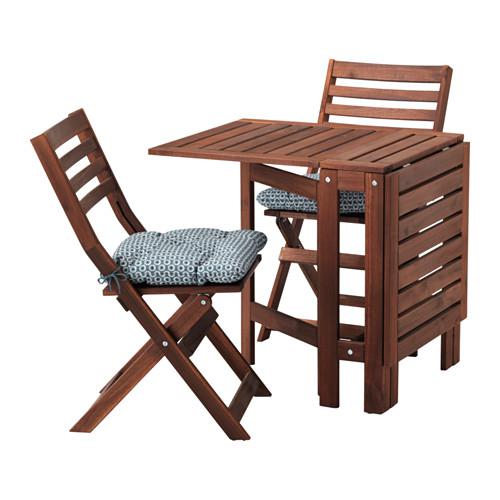 ЭПЛАРО Стол+2 складных стула,д/сада - Эпларо коричневая морилка/Иттерон синий