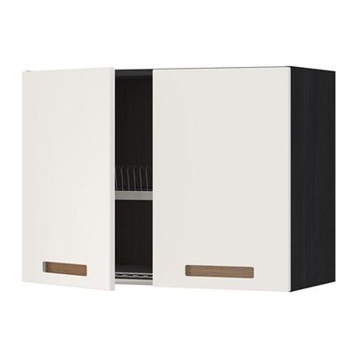 МЕТОД Навесной шкаф с посуд суш/2 дврц - 80x60 см, Мэрста белый, под дерево черный МЕТОД Навесной шкаф с посуд суш/2 дврц - 80x60 см, Мэрста белый, под дерево черный