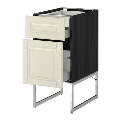 МЕТОД / МАКСИМЕРА Напольн шкаф 2фронт пнл/2низ/1вс ящ - под дерево черный, Будбин белый с оттенком, 40x60x60 см МЕТОД / МАКСИМЕРА Напольн шкаф 2фронт пнл/2низ/1вс ящ - под дерево черный, Будбин белый с оттенком, 40x60x60 см