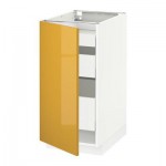 МЕТОД / МАКСИМЕРА Напольный шкаф с 1двр/3ящ - 40x60 см, Ерста глянцевый желтый, белый