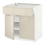 МЕТОД / МАКСИМЕРА Напольный шкаф+ящик/2дверцы - белый, Воксторп глянцевый светло-бежевый, 80x60 см МЕТОД / МАКСИМЕРА Напольный шкаф+ящик/2дверцы - белый, Воксторп глянцевый светло-бежевый, 80x60 см