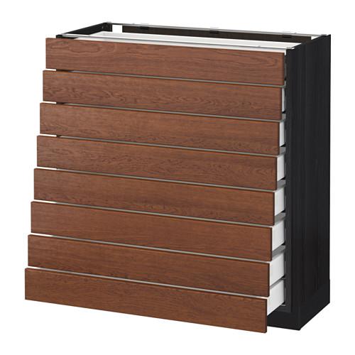 МЕТОД / МАКСИМЕРА Наполн шкаф 8 фронт/8 низк ящиков - под дерево черный, Филипстад коричневый, 80x37 см