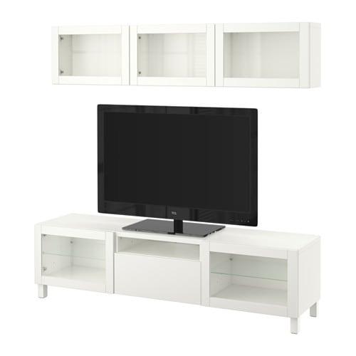 БЕСТО Шкаф для ТВ, комбин/стеклян дверцы - Лаппвикен/Синдвик белый прозрачное стекло, направляющие ящика, плавно закр БЕСТО Шкаф для ТВ, комбин/стеклян дверцы - Лаппвикен/Синдвик белый прозрачное стекло, направляющие ящика, плавно закр
