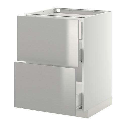 МЕТОД / ФОРВАРА Наполн шк 2 фрнт/3 средн ящ - белый, Гревста нержавеющ сталь, 60x60 см МЕТОД / ФОРВАРА Наполн шк 2 фрнт/3 средн ящ - белый, Гревста нержавеющ сталь, 60x60 см