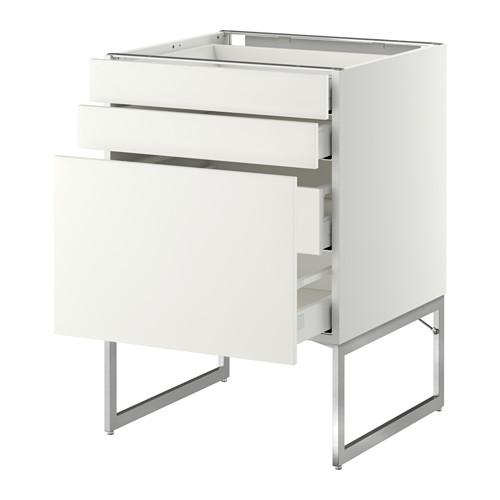 МЕТОД / МАКСИМЕРА Напольн шкаф 3фронт пнл/2низ/2ср ящ - белый, Хэггеби белый, 60x60x60 см