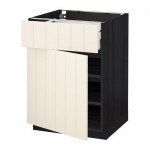 МЕТОД / МАКСИМЕРА Напольный шкаф с ящиком/дверью - под дерево черный, Хитарп белый с оттенком, 60x60 см МЕТОД / МАКСИМЕРА Напольный шкаф с ящиком/дверью - под дерево черный, Хитарп белый с оттенком, 60x60 см