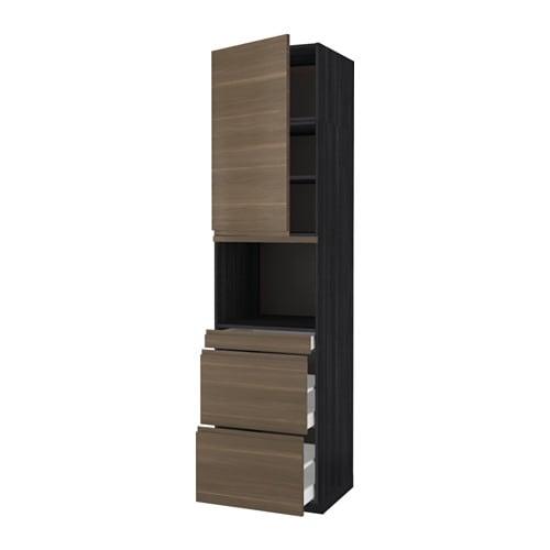 МЕТОД / МАКСИМЕРА Высокий шкаф д/СВЧ/дверца/3ящика - под дерево черный, Воксторп под грецкий орех, 60x60x240 см МЕТОД / МАКСИМЕРА Высокий шкаф д/СВЧ/дверца/3ящика - под дерево черный, Воксторп под грецкий орех, 60x60x240 см