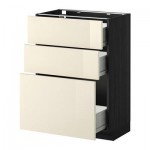 МЕТОД / ФОРВАРА Напольный шкаф с 3 ящиками - 60x37 см, Рингульт глянцевый кремовый, под дерево черный МЕТОД / ФОРВАРА Напольный шкаф с 3 ящиками - 60x37 см, Рингульт глянцевый кремовый, под дерево черный