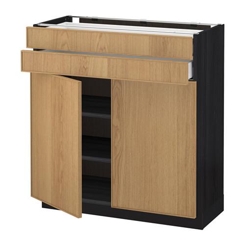 МЕТОД / МАКСИМЕРА Напольный шкаф/2дверцы/2ящика - под дерево черный, Экестад дуб, 80x37 см МЕТОД / МАКСИМЕРА Напольный шкаф/2дверцы/2ящика - под дерево черный, Экестад дуб, 80x37 см