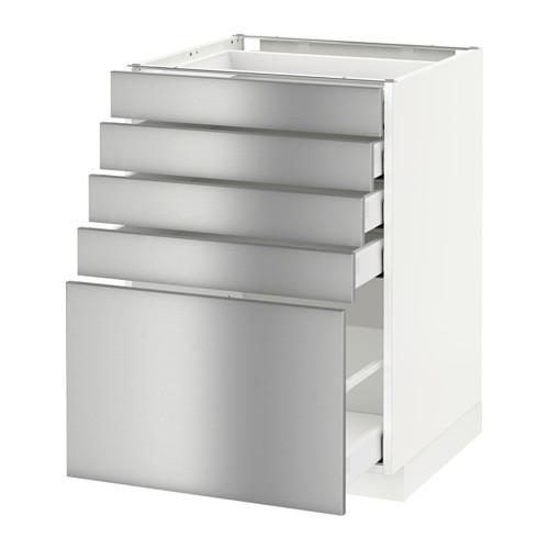 МЕТОД / МАКСИМЕРА Напольный шкаф с 5 ящиками - белый, Гревста нержавеющ сталь, 60x60 см