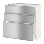 МЕТОД / МАКСИМЕРА Напольный шкаф с 3 ящиками - белый, Гревста нержавеющ сталь, 80x37 см МЕТОД / МАКСИМЕРА Напольный шкаф с 3 ящиками - белый, Гревста нержавеющ сталь, 80x37 см