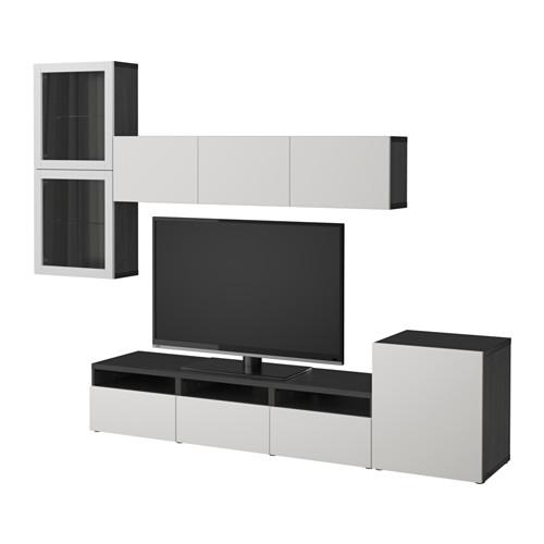 БЕСТО Шкаф для ТВ, комбин/стеклян дверцы - черно-коричневый/Лаппвикен светло-серый прозрачное стекло, направляющие ящика,нажимные БЕСТО Шкаф для ТВ, комбин/стеклян дверцы - черно-коричневый/Лаппвикен светло-серый прозрачное стекло, направляющие ящика,нажимные