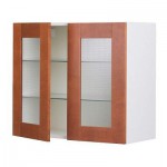 ФАКТУМ Навесной шкаф с 2 стеклянн дверями - Эдель классический коричневый, 80x70 см