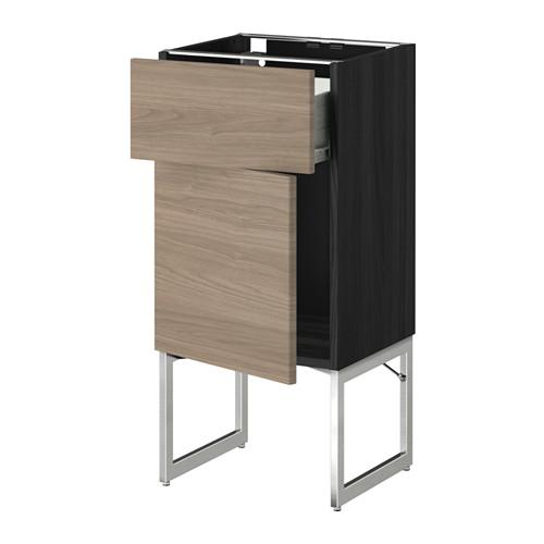 МЕТОД / ФОРВАРА Напольный шкаф с ящиком/дверью - 40x37x60 см, Брокхульт под грецкий орех светло-серый, под дерево черный МЕТОД / ФОРВАРА Напольный шкаф с ящиком/дверью - 40x37x60 см, Брокхульт под грецкий орех светло-серый, под дерево черный