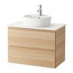 ГОДМОРГОН/АЛДЕРН / ТОРНВИКЕН Шкаф п-раковину/столешн45/раковина - белый, под беленый дуб, 82x49x72 см