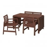 ÄPPLARÖ стол+2кресла+скамья, д/сада коричневая морилка