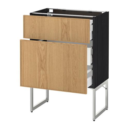 МЕТОД / МАКСИМЕРА Наполн шк 2 фрнт/3 средн ящ - под дерево черный, Экестад дуб, 60x37x60 см