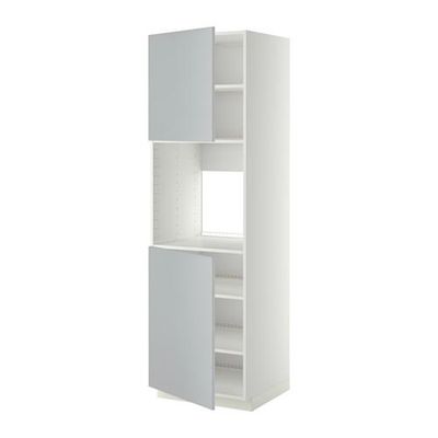МЕТОД Высок шкаф д/духовки/2дверцы/полки - 60x60x200 см, Веддинге серый, белый