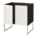 МЕТОД Напольн шкаф д раковины+2 двери - под дерево черный, Сэведаль белый