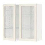 МЕТОД Навесной шкаф с полками/2 стекл дв - 80x80 см, Хитарп белый с оттенком, белый