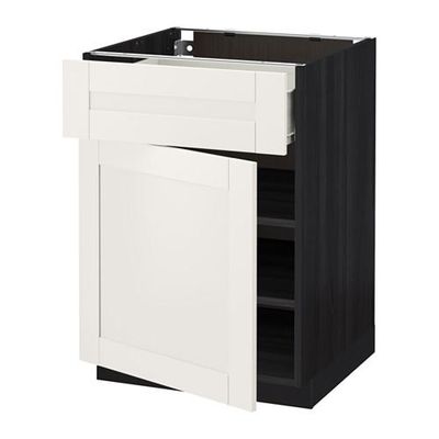 МЕТОД / ФОРВАРА Напольный шкаф с ящиком/дверью - 60x60 см, Сэведаль белый, под дерево черный МЕТОД / ФОРВАРА Напольный шкаф с ящиком/дверью - 60x60 см, Сэведаль белый, под дерево черный