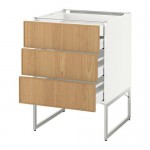 МЕТОД / МАКСИМЕРА Напольн шкаф 3фронт пнл/2низ/2ср ящ - белый, Экестад дуб, 60x60x60 см МЕТОД / МАКСИМЕРА Напольн шкаф 3фронт пнл/2низ/2ср ящ - белый, Экестад дуб, 60x60x60 см
