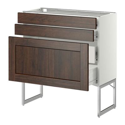 МЕТОД / ФОРВАРА Напольн шкаф 3фронт пнл/2низ/2ср ящ - 80x37x60 см, Эдсерум под дерево коричневый, белый МЕТОД / ФОРВАРА Напольн шкаф 3фронт пнл/2низ/2ср ящ - 80x37x60 см, Эдсерум под дерево коричневый, белый