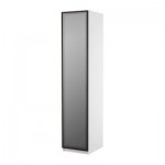 ПАКС Гардероб с 1 дверью - Пакс Февик черно-коричневый/матовое стекло, белый, 50x60x236 см, плавно закрывающиеся петли