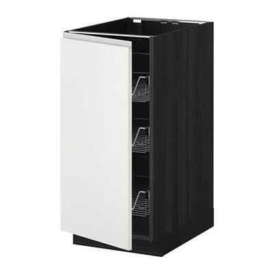 МЕТОД Напольный шкаф с проволочн ящиками - 40x60 см, Нодста белый/алюминий, под дерево черный МЕТОД Напольный шкаф с проволочн ящиками - 40x60 см, Нодста белый/алюминий, под дерево черный