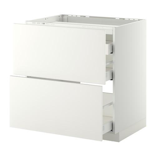 МЕТОД / МАКСИМЕРА Напольн шкаф/2 фронт пнл/3 ящика - белый, Хэггеби белый, 80x60 см