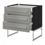 МЕТОД / ФОРВАРА Напольн шкаф 3фронт пнл/2низ/2ср ящ - 80x60x60 см, Будбин серый, под дерево черный МЕТОД / ФОРВАРА Напольн шкаф 3фронт пнл/2низ/2ср ящ - 80x60x60 см, Будбин серый, под дерево черный