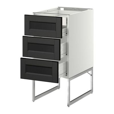 МЕТОД / ФОРВАРА Напольн шкаф 3фронт пнл/2низ/2ср ящ - 40x60x60 см, Лаксарби черно-коричневый, белый МЕТОД / ФОРВАРА Напольн шкаф 3фронт пнл/2низ/2ср ящ - 40x60x60 см, Лаксарби черно-коричневый, белый